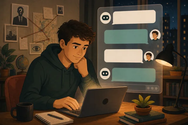 Illustration of an AI chatbot conversation that validates rather than challenges a user's beliefs