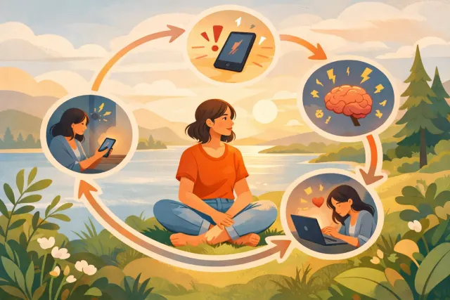 Illustration of financial anxiety and the physical stress response to money worries