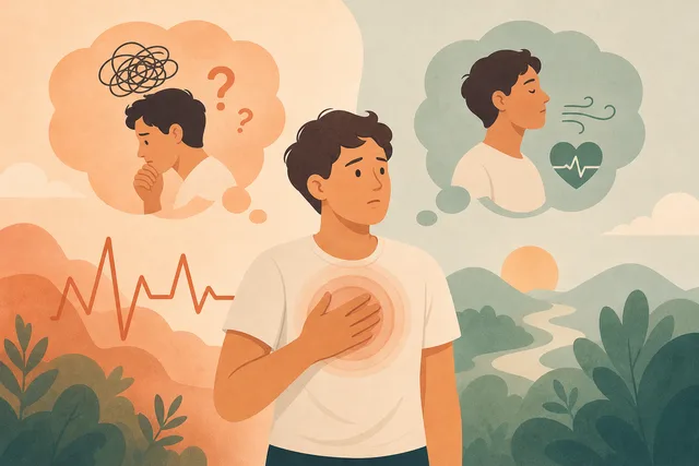Illustration of chest tightness caused by anxiety and the mind-body connection