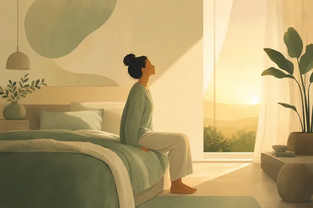 Abstract illustration of morning sunrise easing early-day anxiety