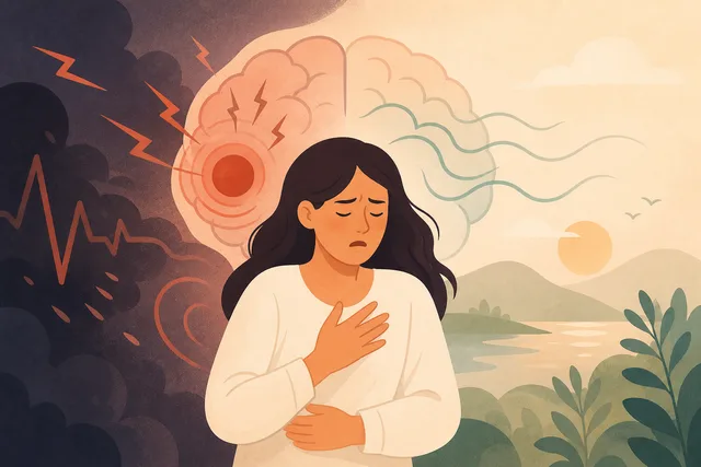 Illustration of brain activity during a panic attack and the amygdala response